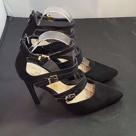 JUSTFAB MULTI-STRAP ADJUSTABLE BUCKLE BACK ZIP CLOSURE WOMEN"S SHOE - Picture 4 of 13